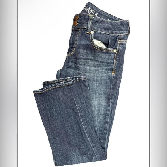 Womens Blue Denim Jeans American Eagle - Picture 2 of 4